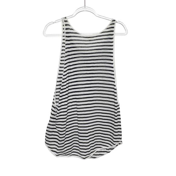EILEEN FISHER Fine Italian Linen Striped Knit Muscle Tank Top Black White Size S - Picture 4 of 8